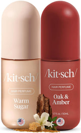 Kitsch Hair Perfume for Women Set (2 x 50mL) – Warm Sugar & Oak + Amber Hair & Body Mist, Odor-Eliminating Hair Fragrance Spray, Long-Lasting Fresh Scent, Vegan & Cruelty-Free